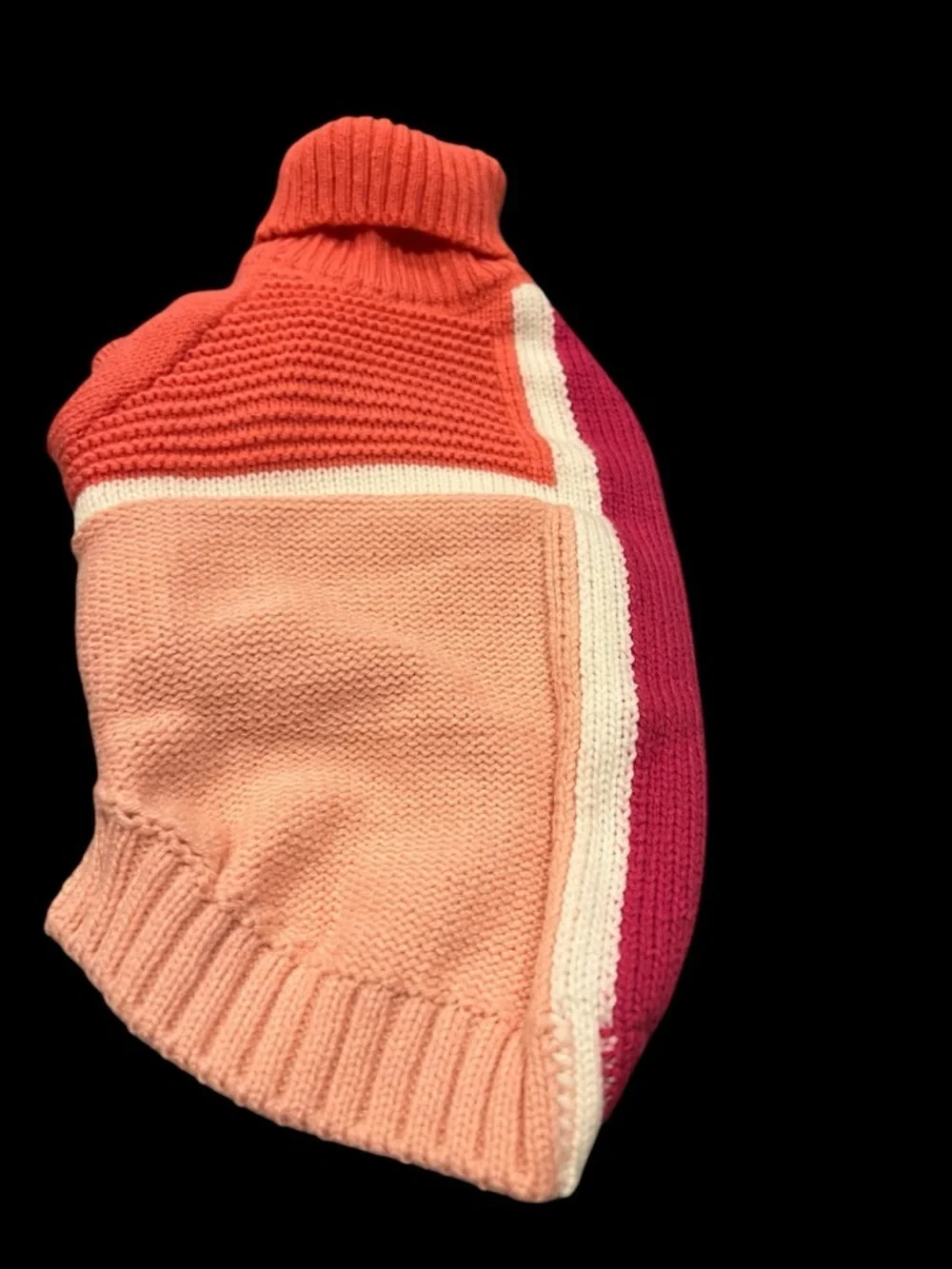 Pet Colorblock Turtleneck Sweater – Pink, Peach & Coral (Size S) | NWOT